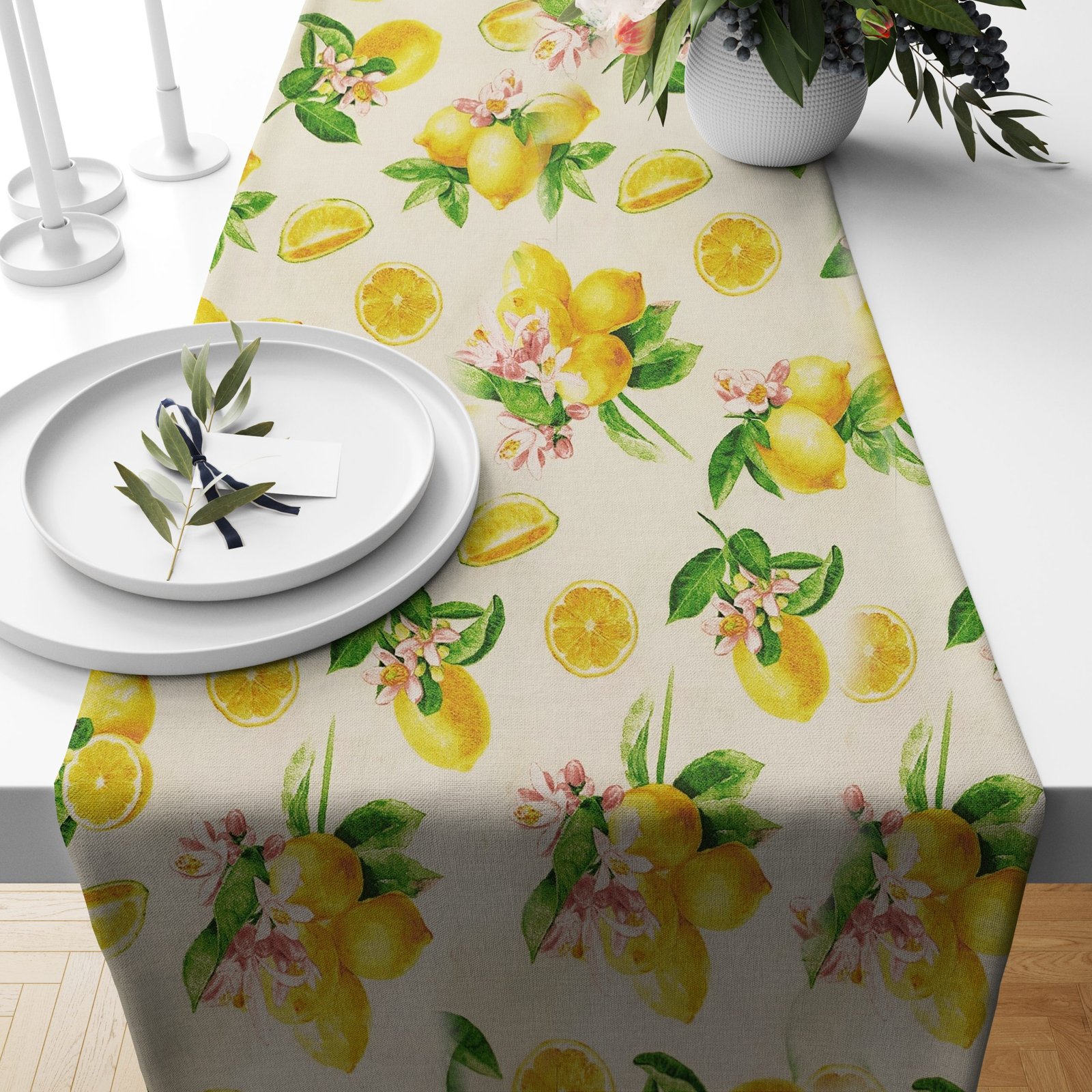 Ptextil - Тишлайфер "Лимони", в размер 40/140 см. тишлайфер a table with a tablecloth and plates