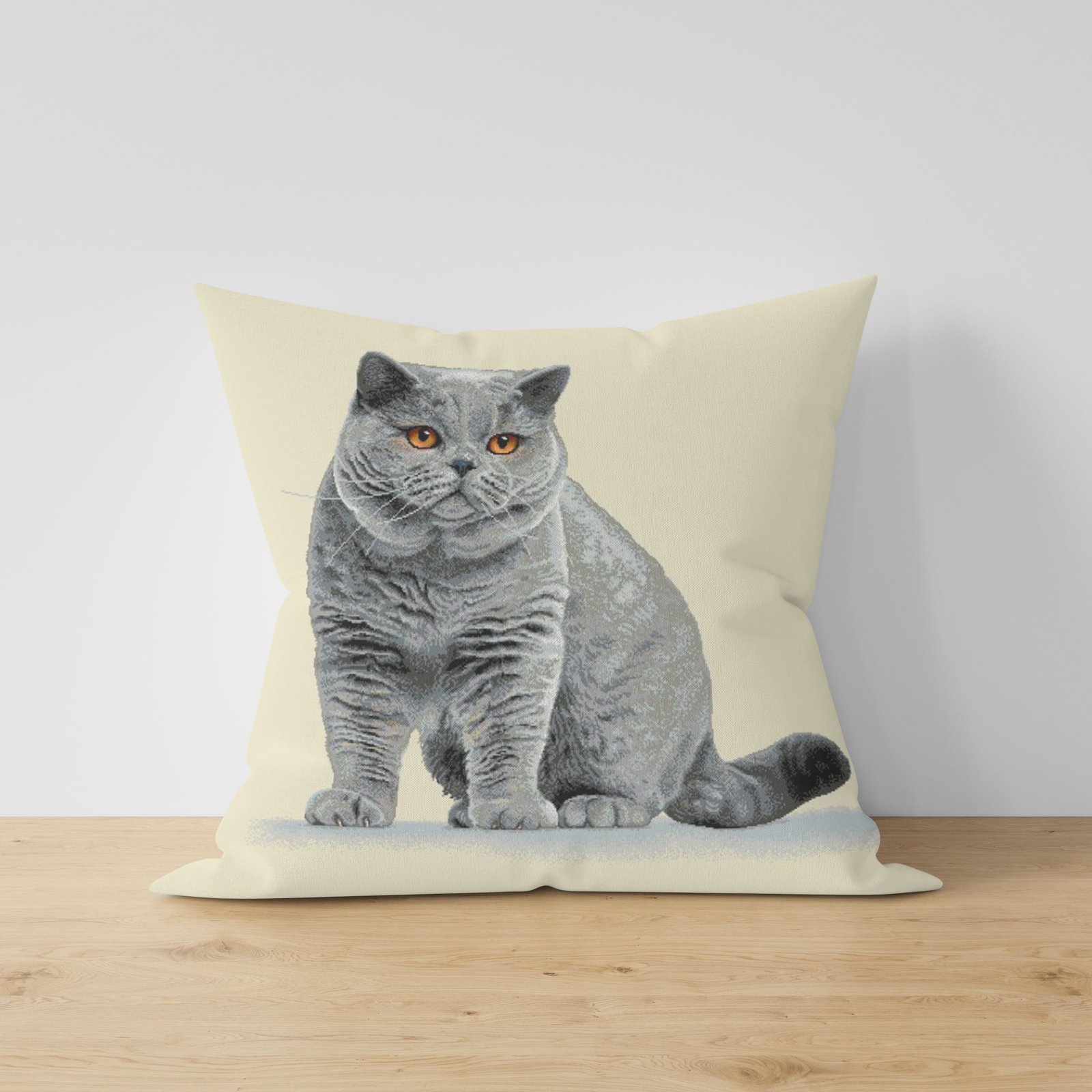 Ptextil - Жакардова декоративна калъфка Сиво коте 45х45 см. декоративна калъфка Сиво коте