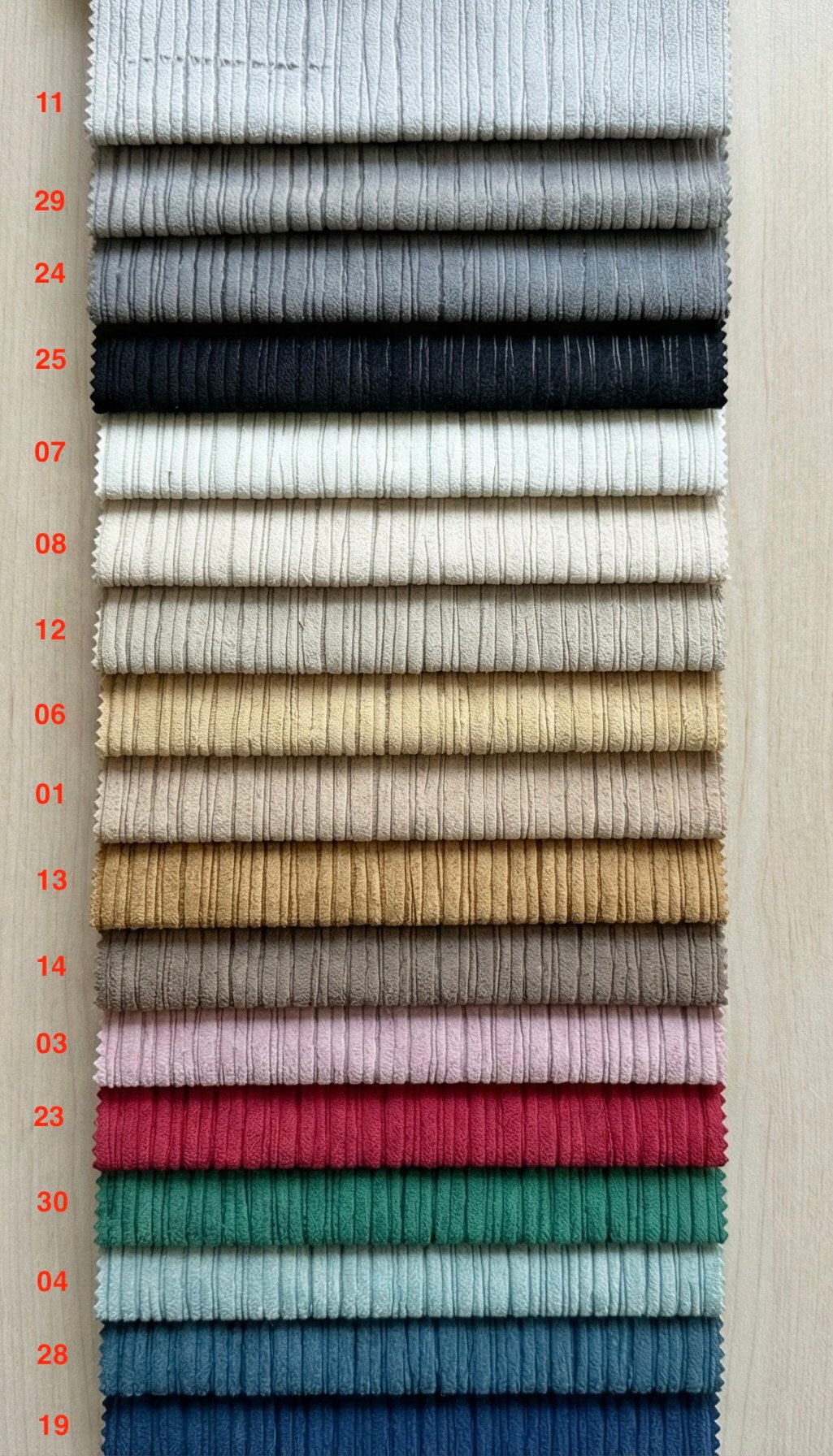 Ptextil - Плюшена луксозна завеса Плюшена луксозна завеса, Плътни завеси тип Кадифе на черти мостра с номерация